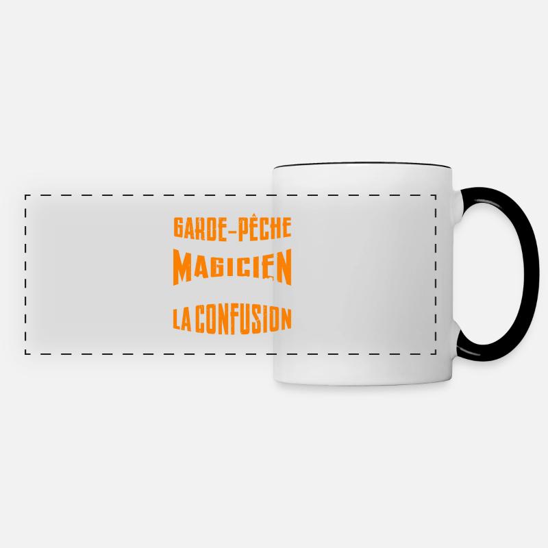 Je Suis Garde Pêche Pas Magicien - Mug panoramique contrasté et blanc - blanc/noir