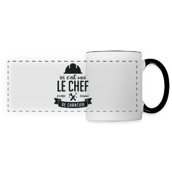 Ici c'est moi le Chef de Chantier - Mug panoramique contrasté et blanc - blanc/noir - Devant