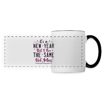 it's a new year but i am the same hot mess - Mug panoramique contrasté et blanc - blanc/noir - Devant