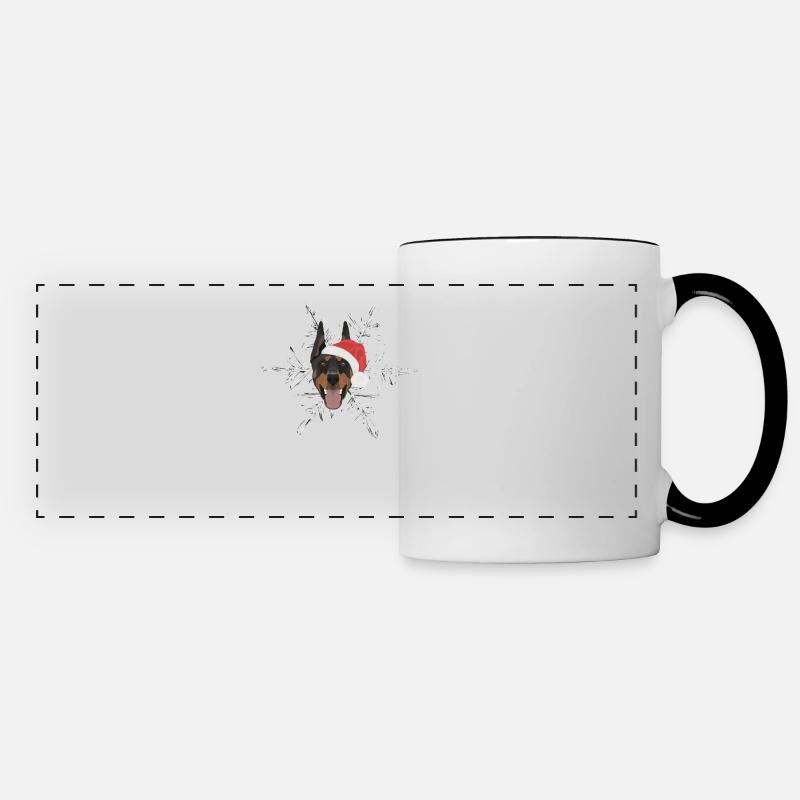 Doberman Joyeux Noël - Mug panoramique contrasté et blanc - blanc/noir