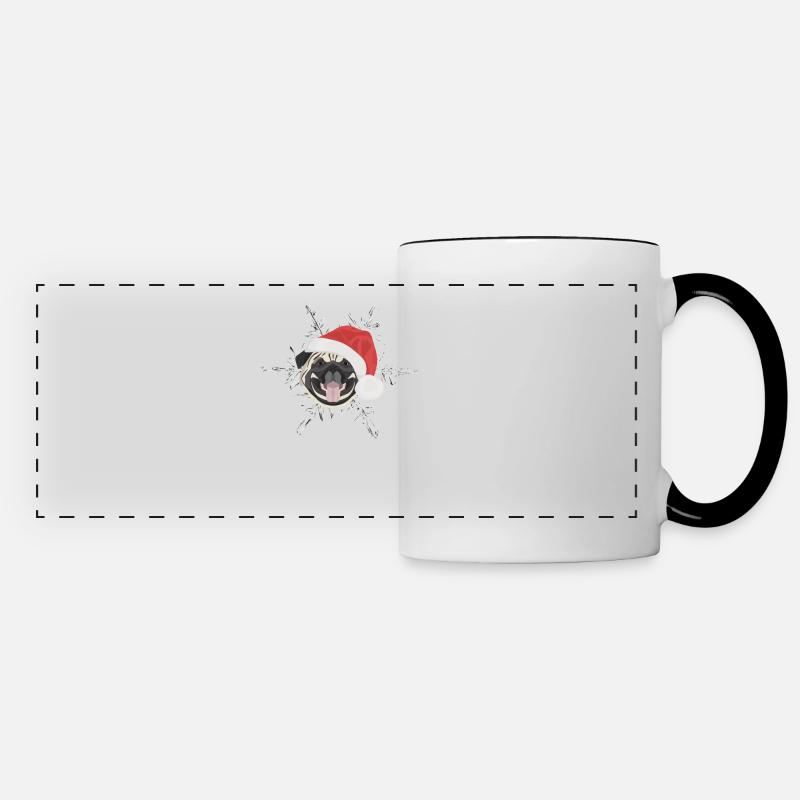 Mops Frohe Weihnachten - Panoramatasse - Weiß/Schwarz