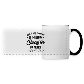 Le Meilleur Cousin Du Monde Anniversaire Cousin - Mug panoramique contrasté et blanc - blanc/noir - Devant