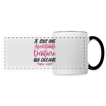 Je suis Assistante Dentaire qui Déchire - Mug panoramique contrasté et blanc - blanc/noir - Devant
