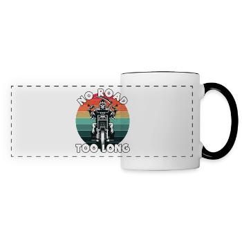 No Road Too Long. Motorcycle tours. - Panoramic Mug - white/black - Front
