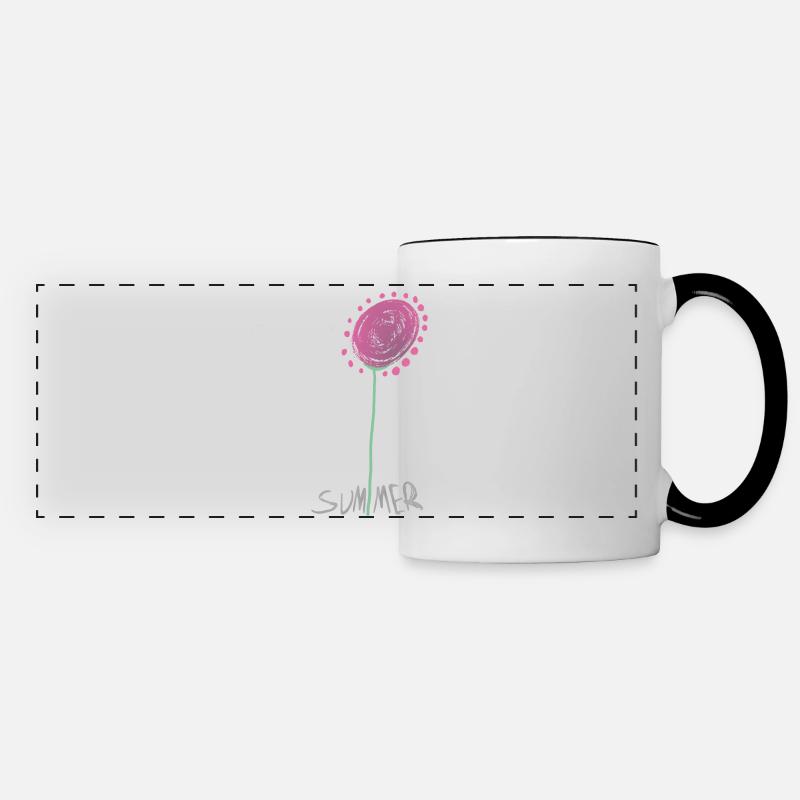 Illustration abstraite de fleur de cristal d’été - Mug panoramique contrasté et blanc - blanc/noir