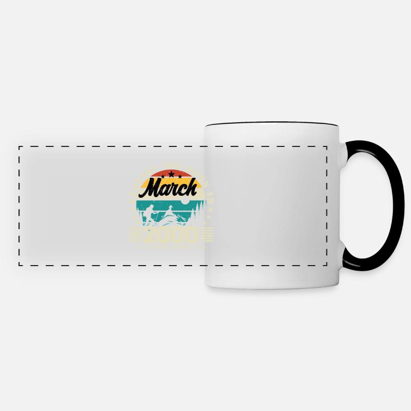 Mars 2000. Cadeau d'anniversaire mars 2000. - Mug panoramique contrasté et blanc - blanc/noir