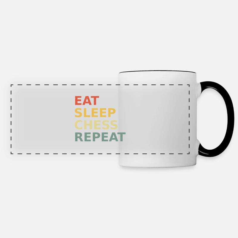 Chess eat sleep repeat vintage retro - Panoramic Mug - white/black