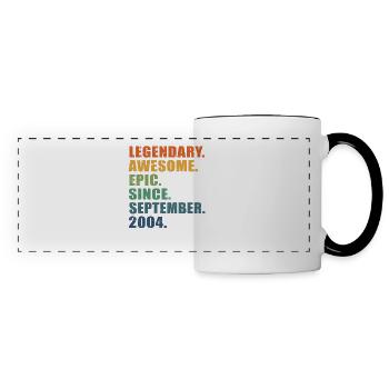 19. Geburtstag, September 2004, 19-jähriges Jubiläum - Panoramatasse - Weiß/Schwarz - Vorne