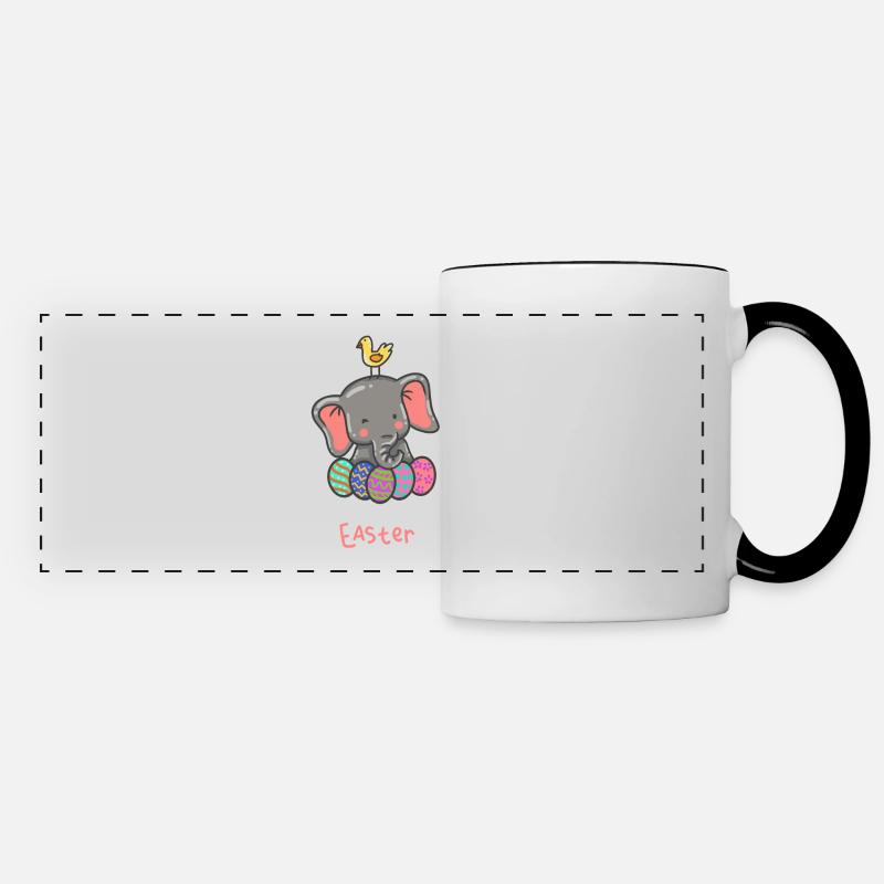 Elephant - Elephants - Easter - Happy Easter - Panoramic Mug - white/black