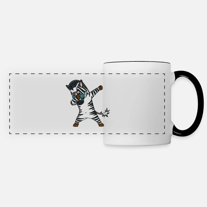 Dabbing Zebra T-Shirt Funny - Panoramic Mug - white/black