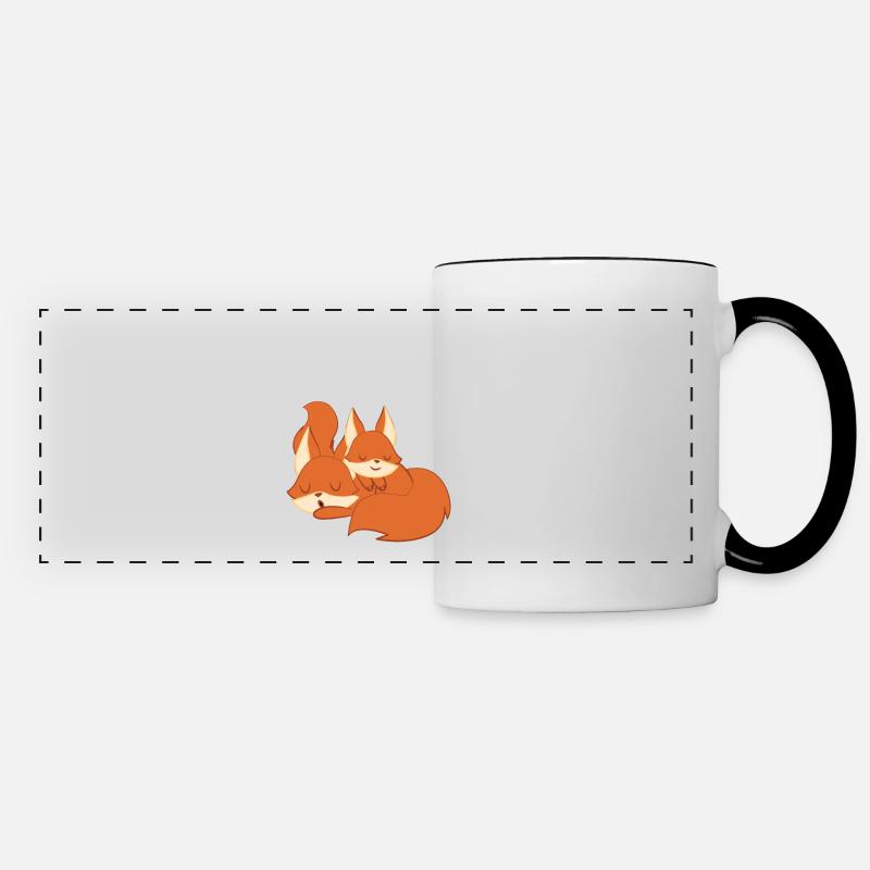 Fox – Cute Fox – Fox Lover – Naps - Panoramic Mug - white/black