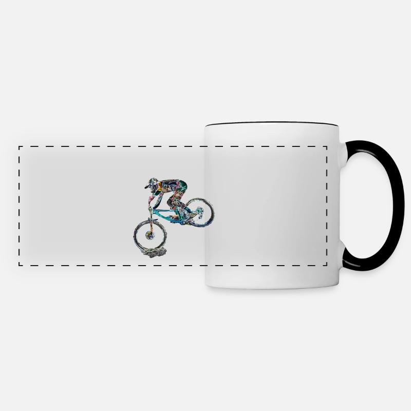vtt mtb downhill - Mug panoramique contrasté et blanc - blanc/noir