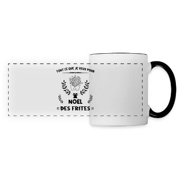 Tout ce que je veux pour Noël, des frites - Mug panoramique contrasté et blanc - blanc/noir - Devant