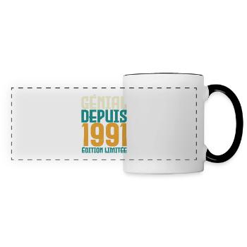 Génial depuis 1991 - Mug panoramique contrasté et blanc - blanc/noir - Devant
