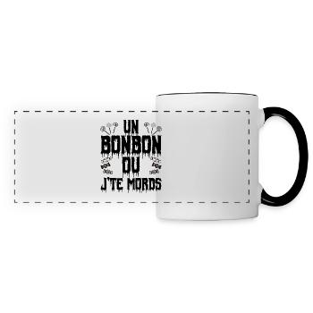 Humour-Un bonbon ou je te mords. - Mug panoramique contrasté et blanc - blanc/noir - Devant