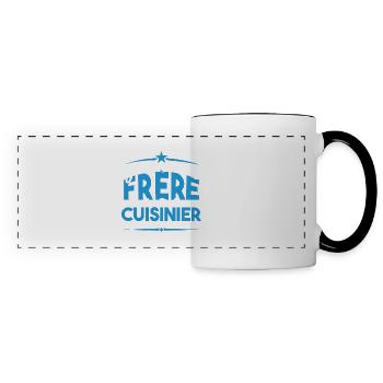 J'ai deux titres frère et Cuisinier. Cadeau frère. - Mug panoramique contrasté et blanc - blanc/noir - Devant