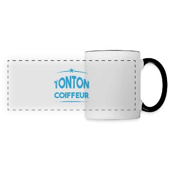 J'ai deux titres tonton et Coiffeur Cadeau Tonton. - Mug panoramique contrasté et blanc - blanc/noir - Devant