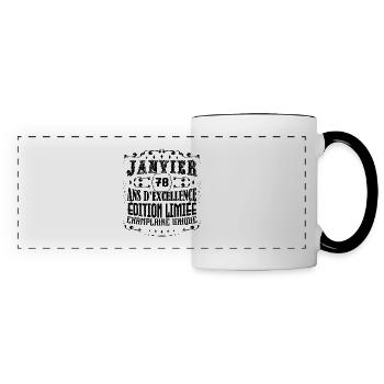 Vintage Janvier 78 ans. anniversaire janvier. - Mug panoramique contrasté et blanc - blanc/noir - Devant