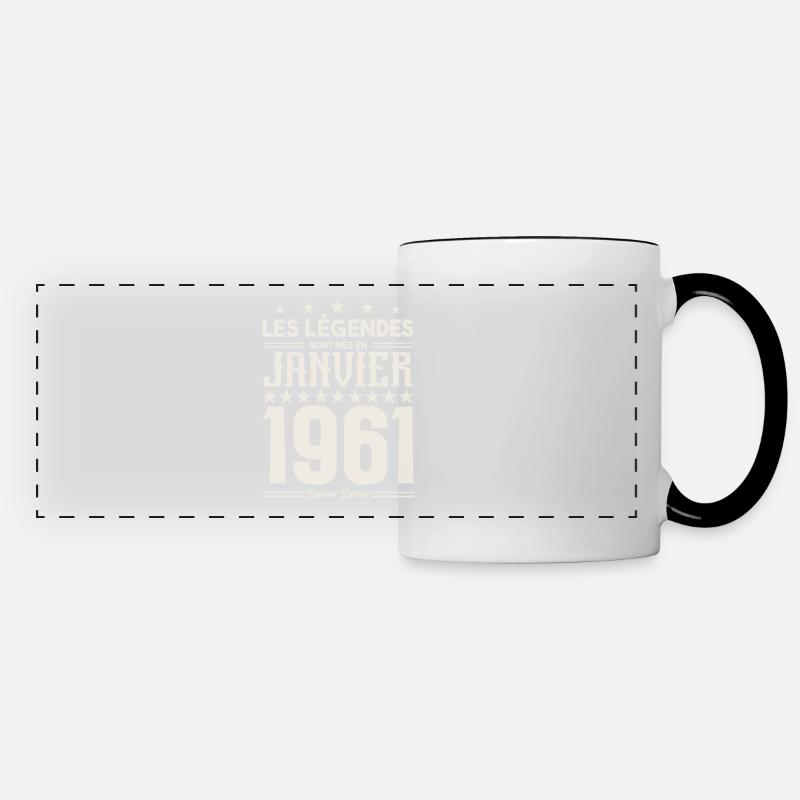 cadeau d'anniversaire janvier 1961. Janvier 1961. - Mug panoramique contrasté et blanc - blanc/noir