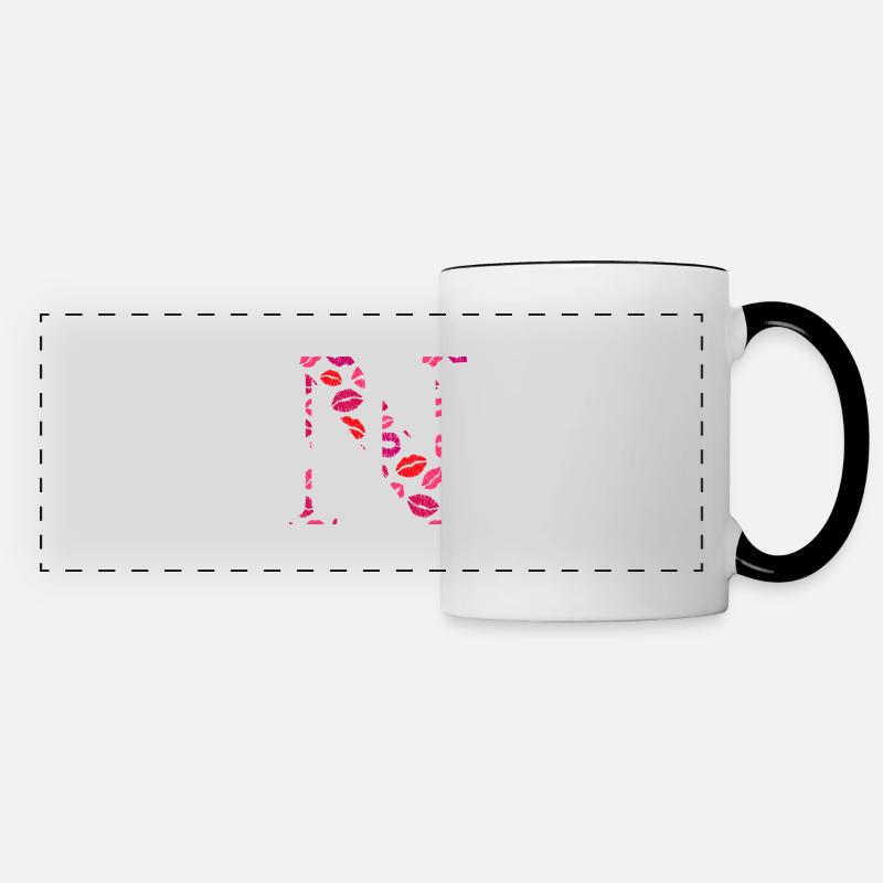 Letter n kisses - Panoramic Mug - white/black