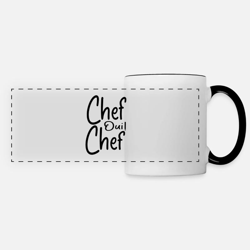 Chef Oui Chef - Humour Chef - Mug panoramique contrasté et blanc - blanc/noir
