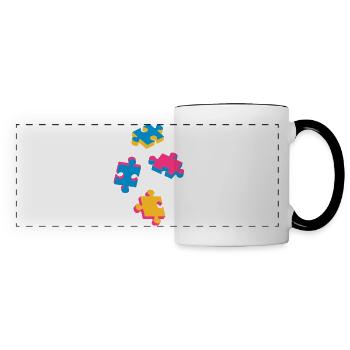 four puzzle pieces - Panoramic Mug - white/black - Front