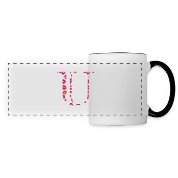 Lettre u bisous - Mug panoramique contrasté et blanc - blanc/noir - Devant
