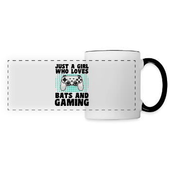 Gamer and Bats: Video Games and Nightlife - Panoramic Mug - white/black - Front