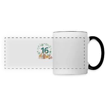 16-jähriges Jubiläum - Tierischer Geburtstag - Panoramatasse - Weiß/Schwarz - Vorne