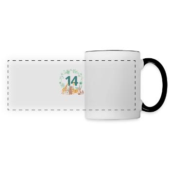 14th anniversary - animal birthday - Panoramic Mug - white/black - Front