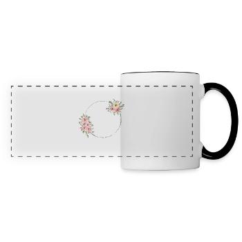Trauzeuge der Braut mit rosa Blumen - passendes T-Shirt - Panoramatasse - Weiß/Schwarz - Vorne