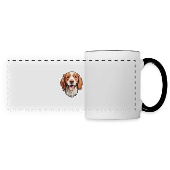 Irischer roter und weißer Setter Hund Rasse Aquarell ca - Panoramatasse - Weiß/Schwarz - Vorne