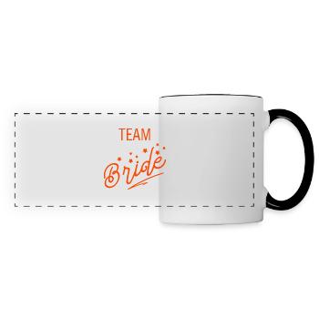 Team Braut Orange Hochzeit Bachelorette Handgeschrieben - Panoramatasse - Weiß/Schwarz - Vorne