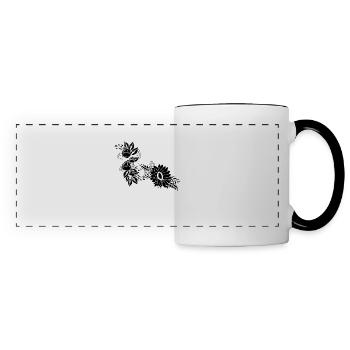 Lettre b floral noir et blanc - Mug panoramique contrasté et blanc - blanc/noir - Devant