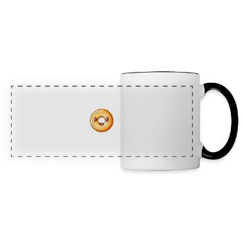 Glänzender Glasierte Donut Cartoon - Zucker-Rausch - Panoramatasse - Weiß/Schwarz - Vorne