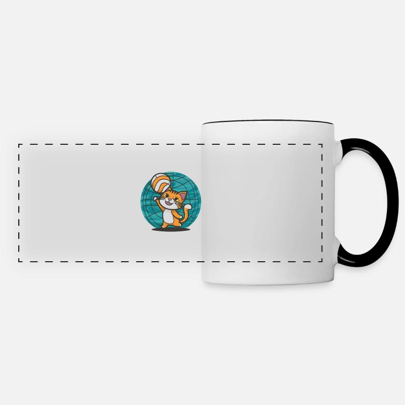 Cat volleyball player - Panoramic Mug - white/black