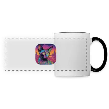 Psychedelische Katze - Panoramatasse - Weiß/Schwarz - Vorne