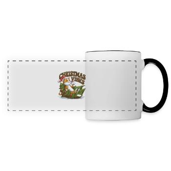 Christmas Vibes, lustiges Weihnachtsdesign Katze - Panoramatasse - Weiß/Schwarz - Vorne