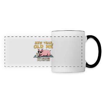 Cochon drôle - Design du Nouvel An - Mug panoramique contrasté et blanc - blanc/noir - Devant