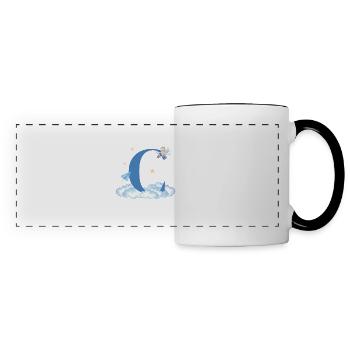 Letter c blue clouds airplane child - Panoramic Mug - white/black - Front