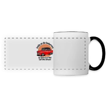DDR Auto genannt als Pappe Ostalgie Ostdeutschland - Panoramatasse - Weiß/Schwarz - Vorne