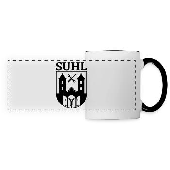 Emblème Simson Suhl avec texte v.2 - Mug panoramique contrasté et blanc - blanc/noir - Devant