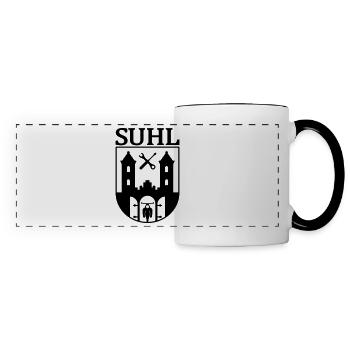 Suhl Emblem mit Simson Star Sperber Habicht - Panoramatasse - Weiß/Schwarz - Vorne