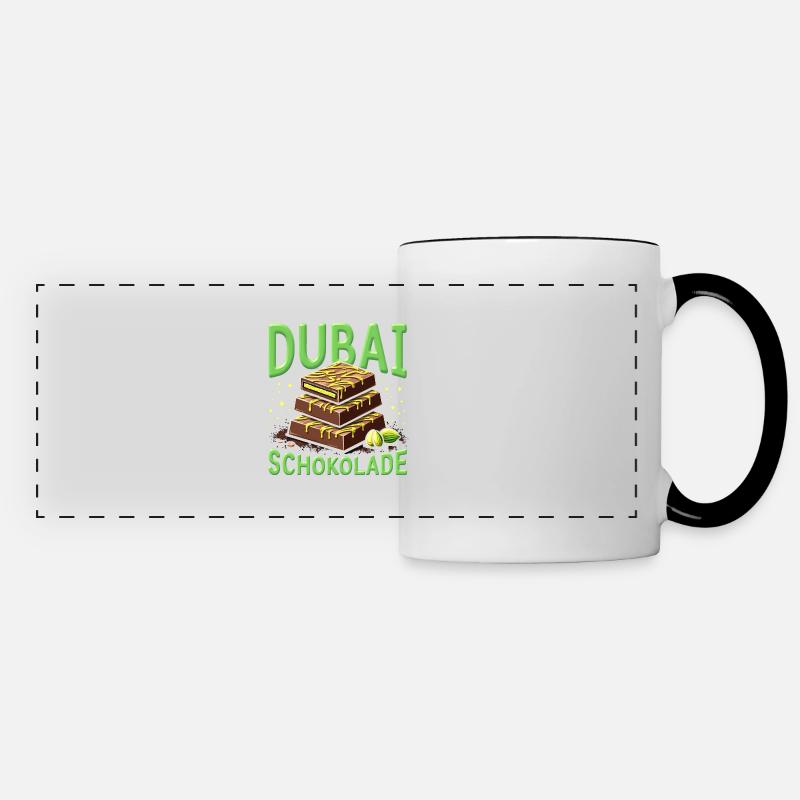 Dubai-Schokolade - Schokolade-Spass - Panoramatasse - Weiß/Schwarz