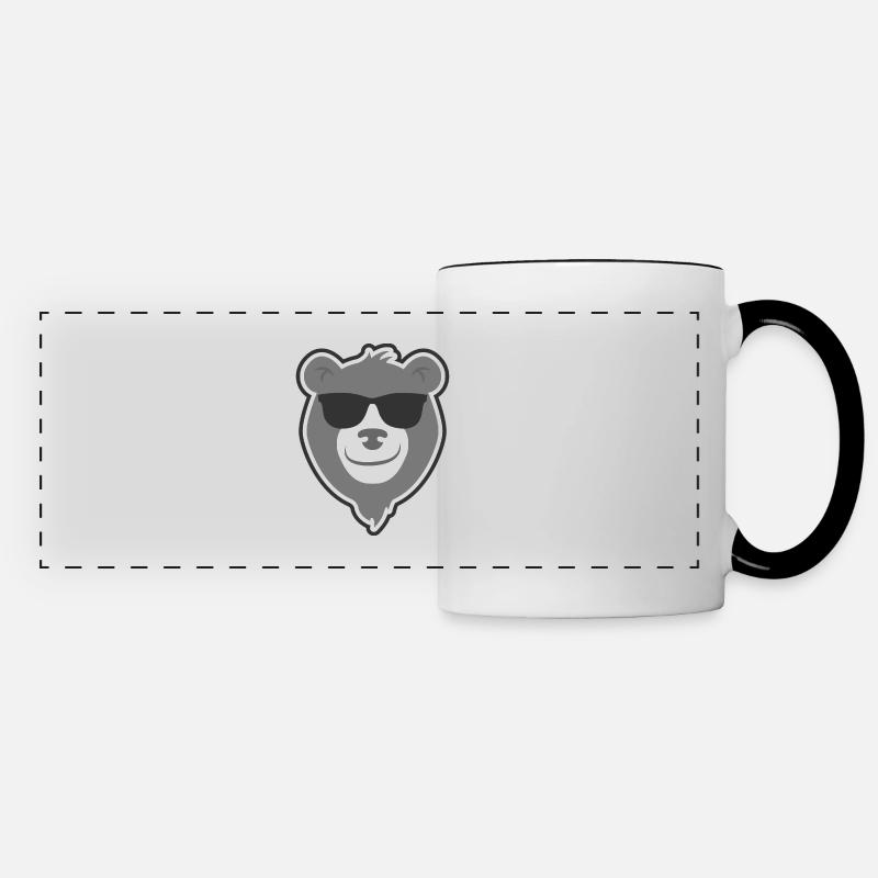 Hubärt der Bär - Cool bear with sunglasses - Panoramic Mug - white/black