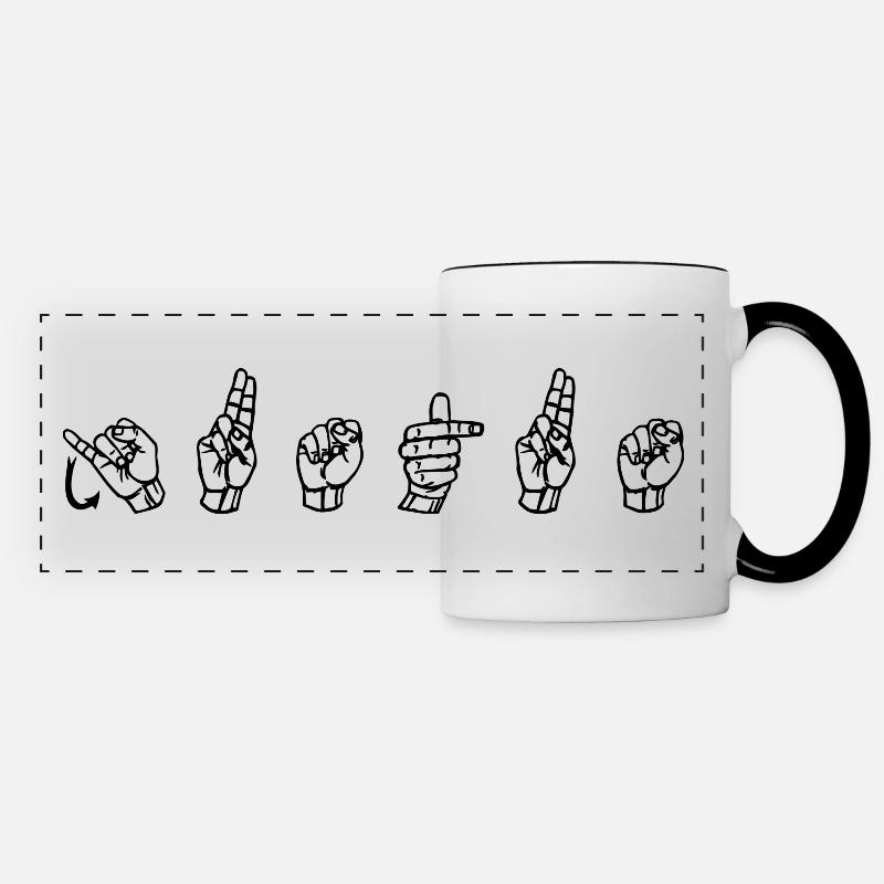 Justus ( Name ) in Sign Language DGS - Panoramic Mug - white/black