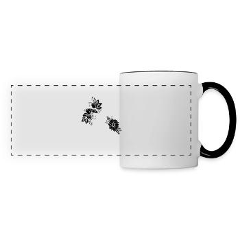 Lettre q floral noir et blanc - Mug panoramique contrasté et blanc - blanc/noir - Devant