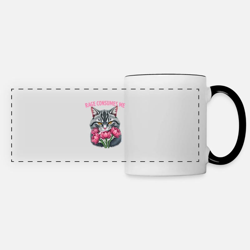 Rage Consumes Me Funny Catflower - Panoramic Mug - white/black