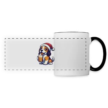 Beagle Chien Bière Noël Noël - Mug panoramique contrasté et blanc - blanc/noir - Devant