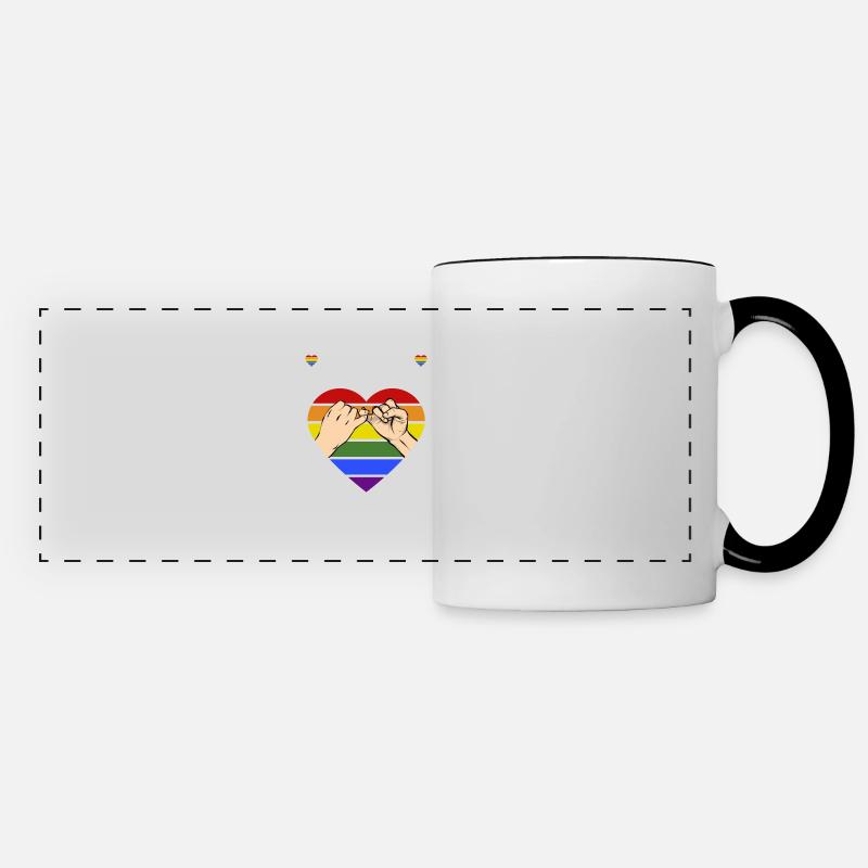LGBTQ Regenbogen Herz - Panoramatasse - Weiß/Schwarz